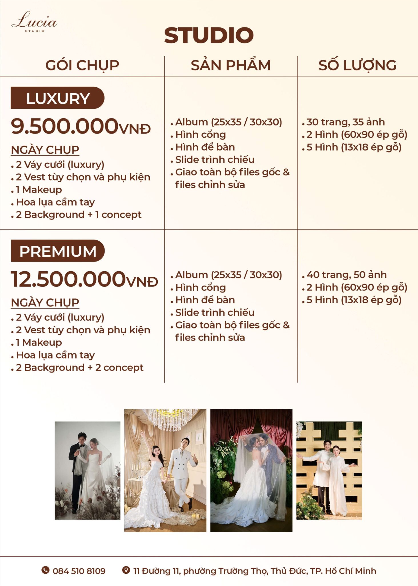 Gói chụp Studio 9.500.000 - 12.500.000