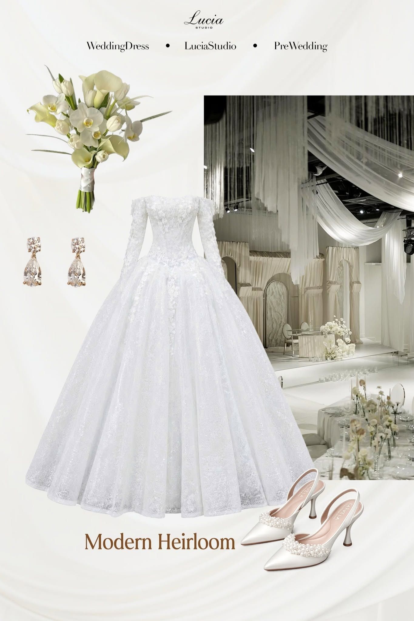Phối váy cưới cùng phụ kiện cùng Lucia Studio