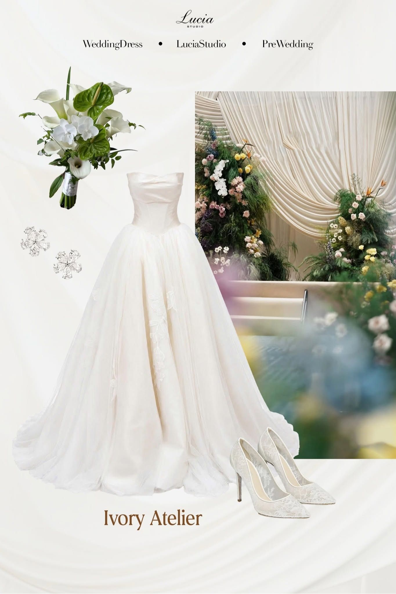 Phối váy cưới cùng phụ kiện cùng Lucia Studio